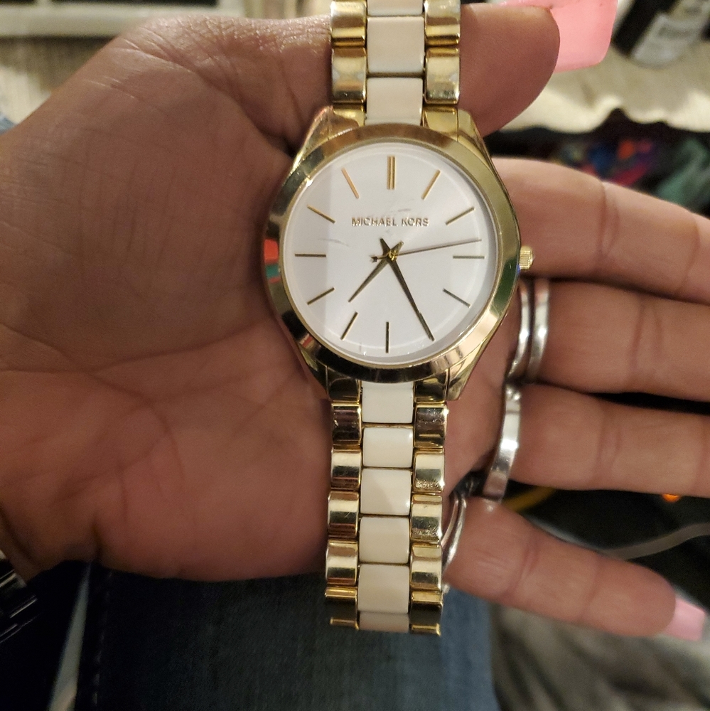 Gold and white authentic Michael Kors Watch
